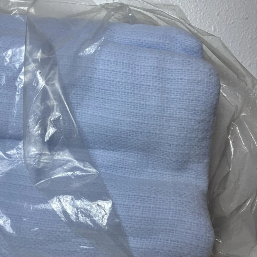 Cannon Siesta Blue Loom Woven Thermal Blanket Satin Trim 72X90 Twin/Full Knit